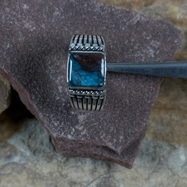 Gentleman’s Smokey Bisbee Turquoise Saddle Ring -128
