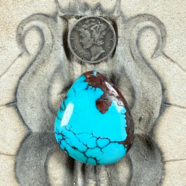 Bisbee Turquoise, high dome spiderweb cab