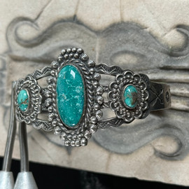 3 Stone Vintage Turquoise Bracelet-101