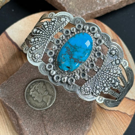 Smokey Blue Bisbee Turquoise  Bracelet