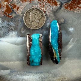 Authentic Bisbee Turquoise cab pair -199