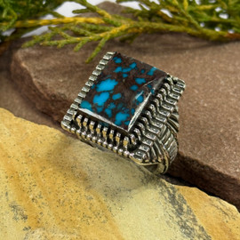 Royal Blue Spiderweb Bisbee Turquoise Men’s Ring