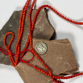 Mediterranean  Coral Barrel  Bead Strand
