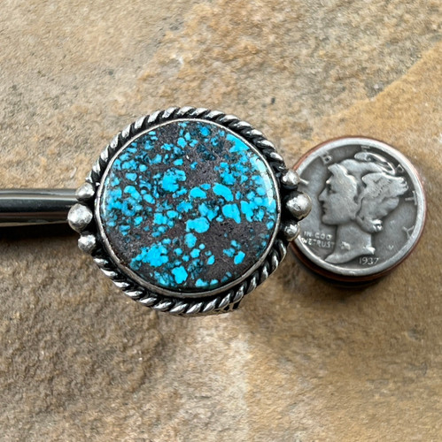 Deep blue spiderweb turquoise ring
