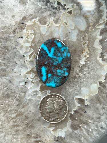 Unusual Smokey  Bisbee Turquoise cabochon