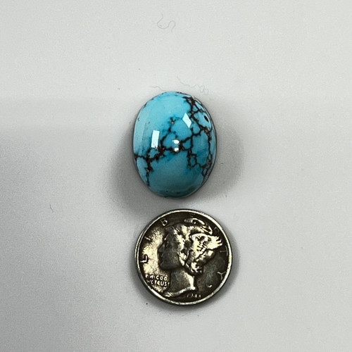 Persian Turquoise Cabochon - Spiderwebbed High-Dommed 