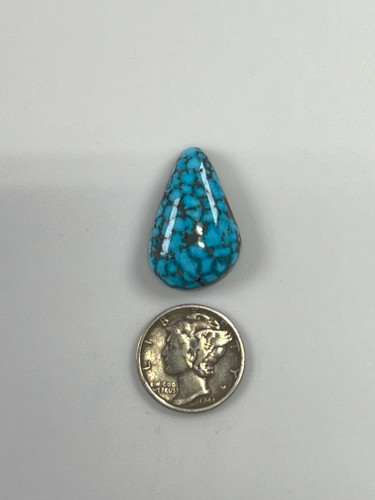 Pear  shaped Kingman, black spiderweb, turquoise cabochon Pear  shaped Kingman, black spiderweb, turquoise cabochon