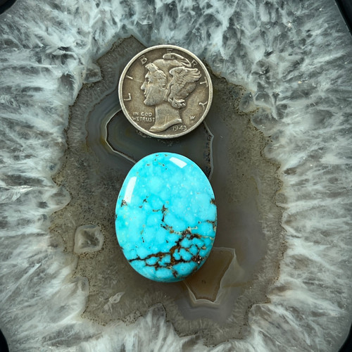 Oval Bisbee TurquoiseCabochon with Waterweb
