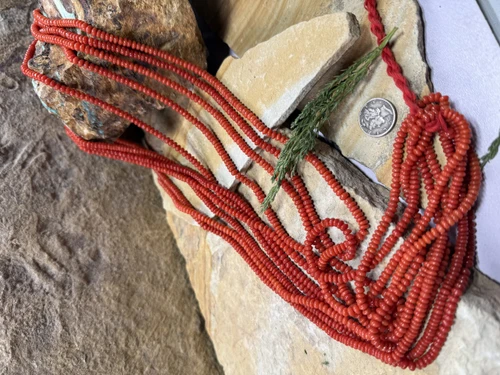 4mm Mediterranean  Coral Rondel Beads
