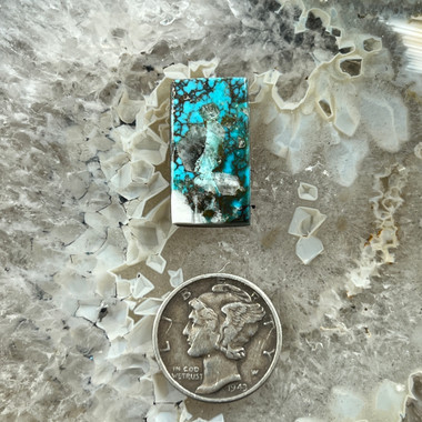 Red spiderweb crystal Bisbee Turquoise cabochon