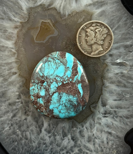 Lg Smokey Bisbee Turquoise Cab-658