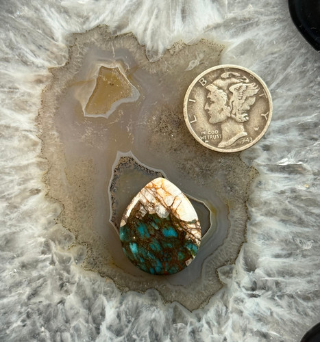 Dark Bisbee Turquoise smoky Web cab-664