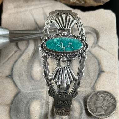 Silver arrow vintage Navajo turquoise bracelet