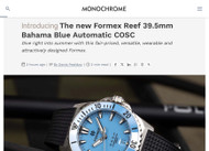 Monochrome Watches about the Formex Reef 39.5mm Bahama Blue Automatic COSC