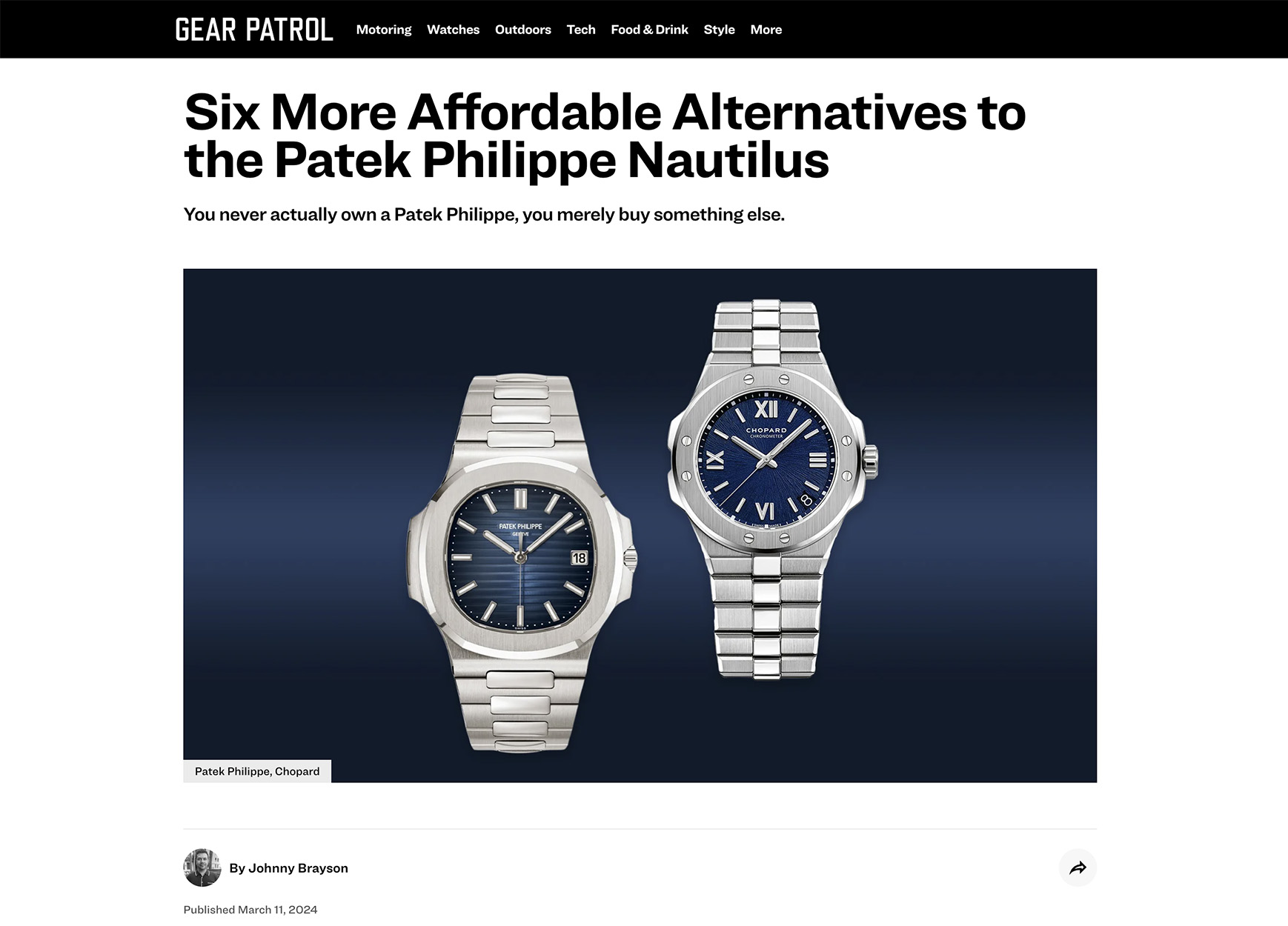 gear patrol alternatives pp nautilus