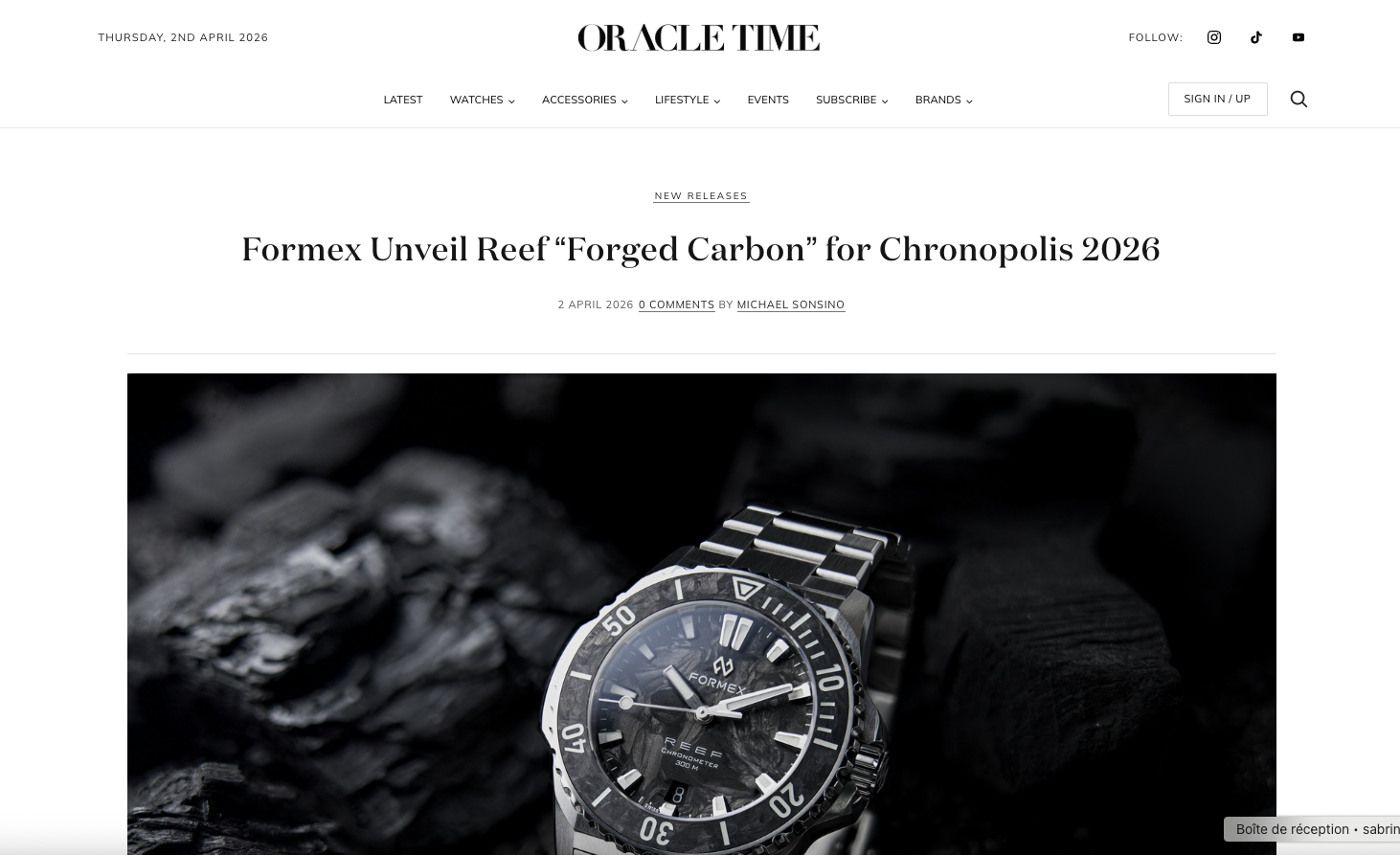 Oracle Time: Formex Unveil Reef “Forged Carbon” for Chronopolis