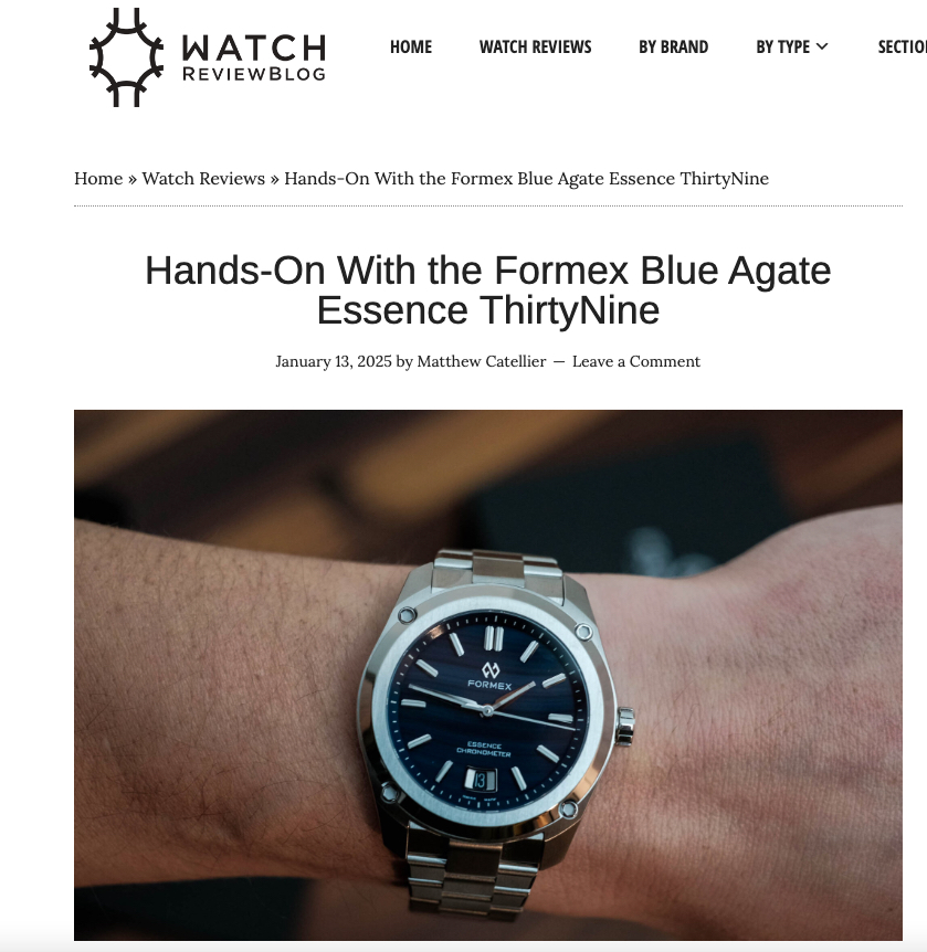 Watch Review Blog: Hands-On With the Formex Blue Agate Essence