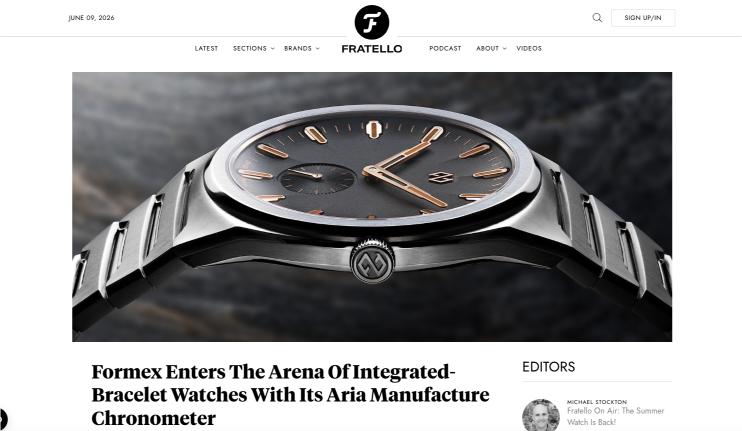 Fratello: Formex Enters The Arena Of Integrated-Bracelet Watches