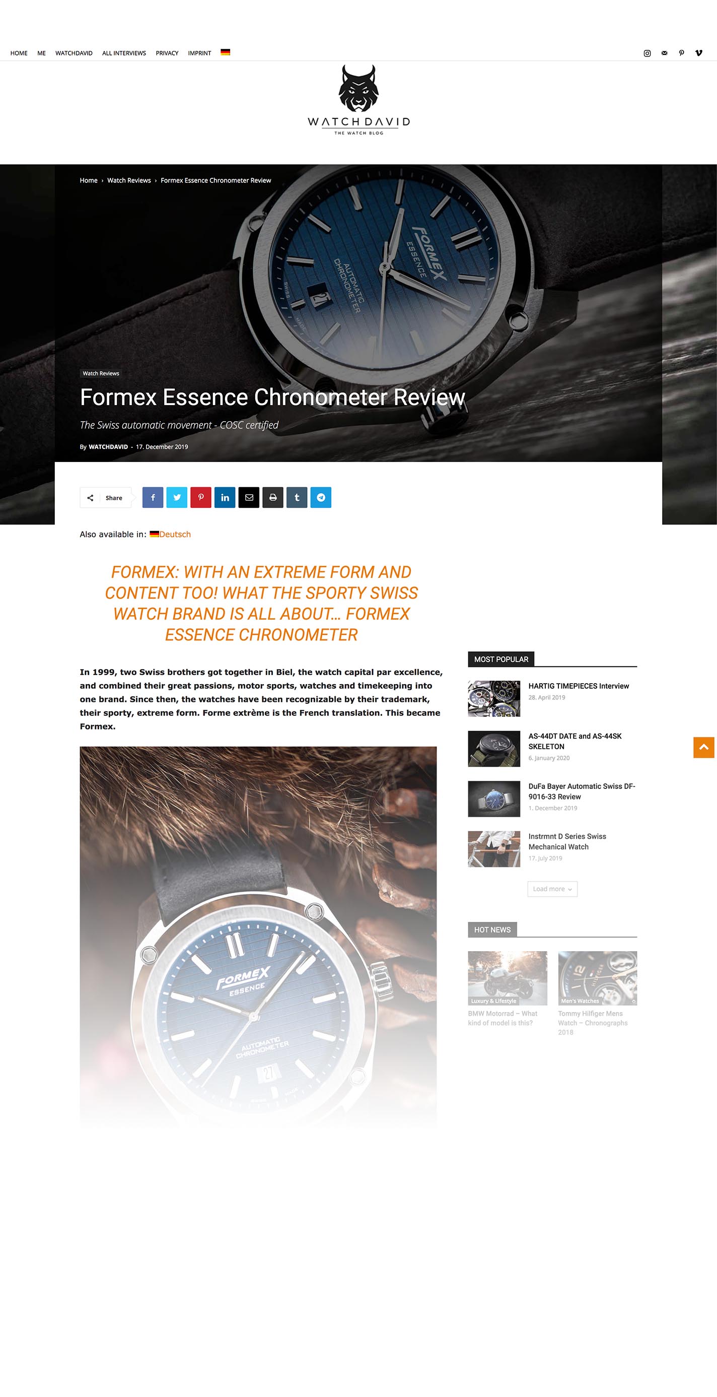 Watch David Formex Essence Chronometer review