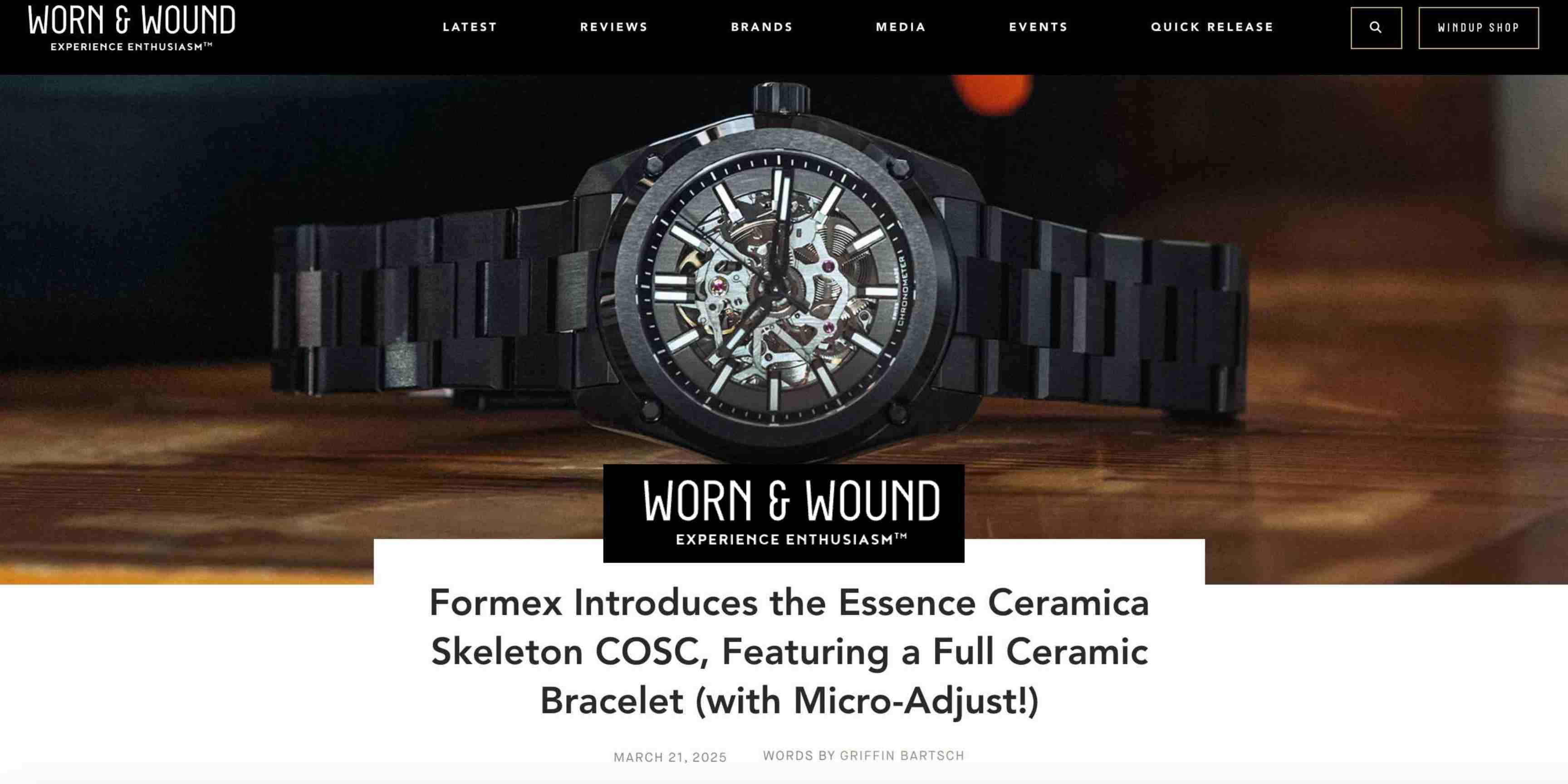 Formex Introduces the Essence Ceramica Skeleton COSC, Featuring a
