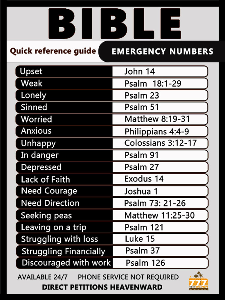 bible emergency numbers poster inspirational scripture art print