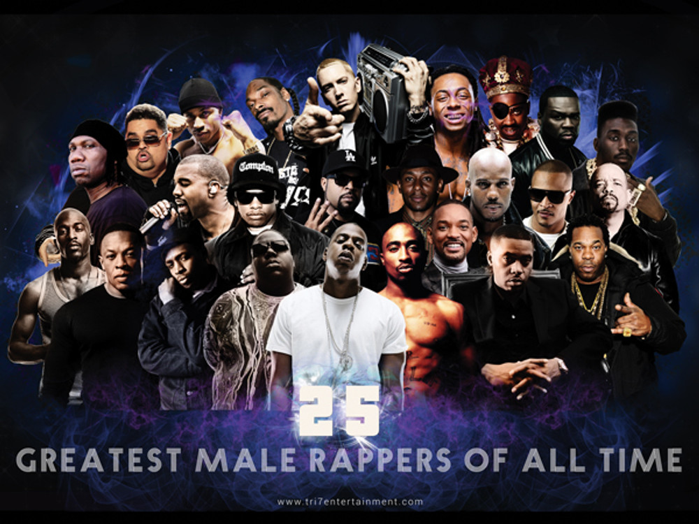 25 Greatest Male Rappers of Time Poster (24x18)
