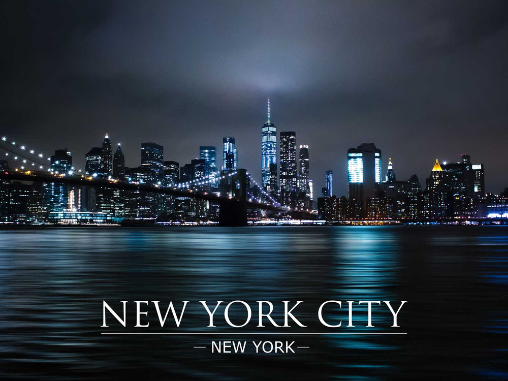 New York City Poster Night Skyline Wall Art Print 24x18