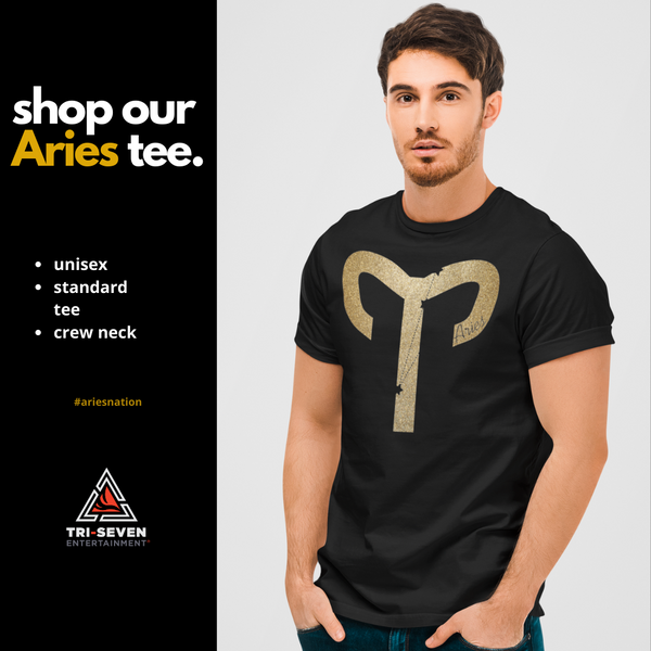 Aries T-Shirt Astrological Sign Gift Gold Zodiac Graphic Tee