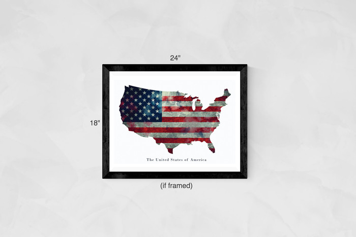American Flag Poster USA United States of America Wall Art Print (24x18)