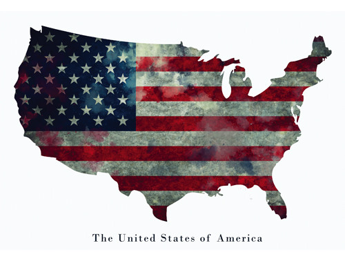 American Flag Poster USA United States of America Wall Art Print (24x18)
