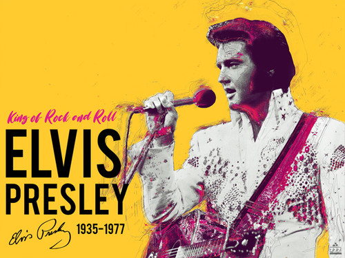 Elvis Presley Poster King of Rock and Roll Music Art Print (24x18)