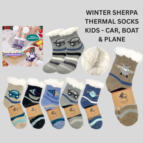 WINTER SHERPA THERMAL SOCKS KIDS - CAR, BOAT & PLANE