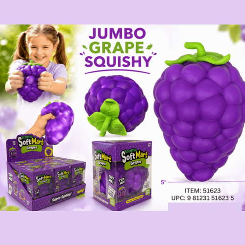 Jumbo Grape Squishy – Flour Filled Stress & Sensory Toy (6/Display)