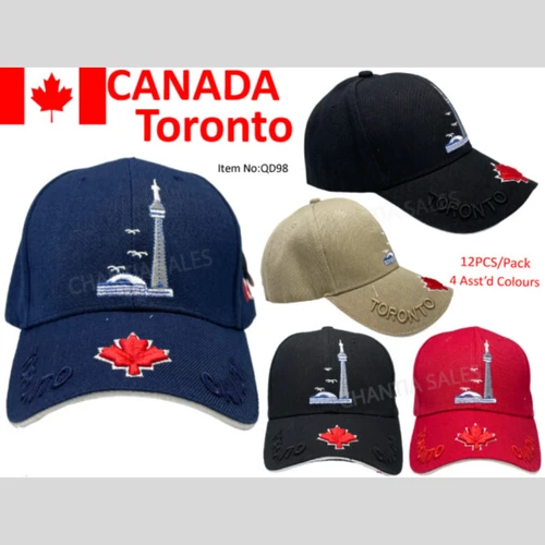 Toronto Embroidered Caps – Classic Toronto Souvenir Hats 12/pk
