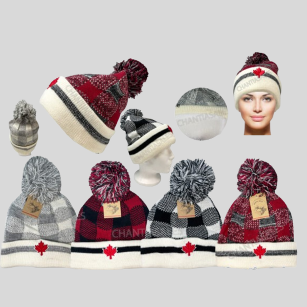 WINTER HAT - CHECKER 12pcs 4 ASS'T OLOUR