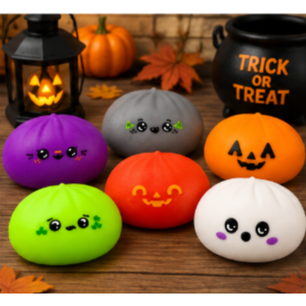 Halloween Dumpling Mystery Squishy – Assorted Spooky Characters – 12/Display