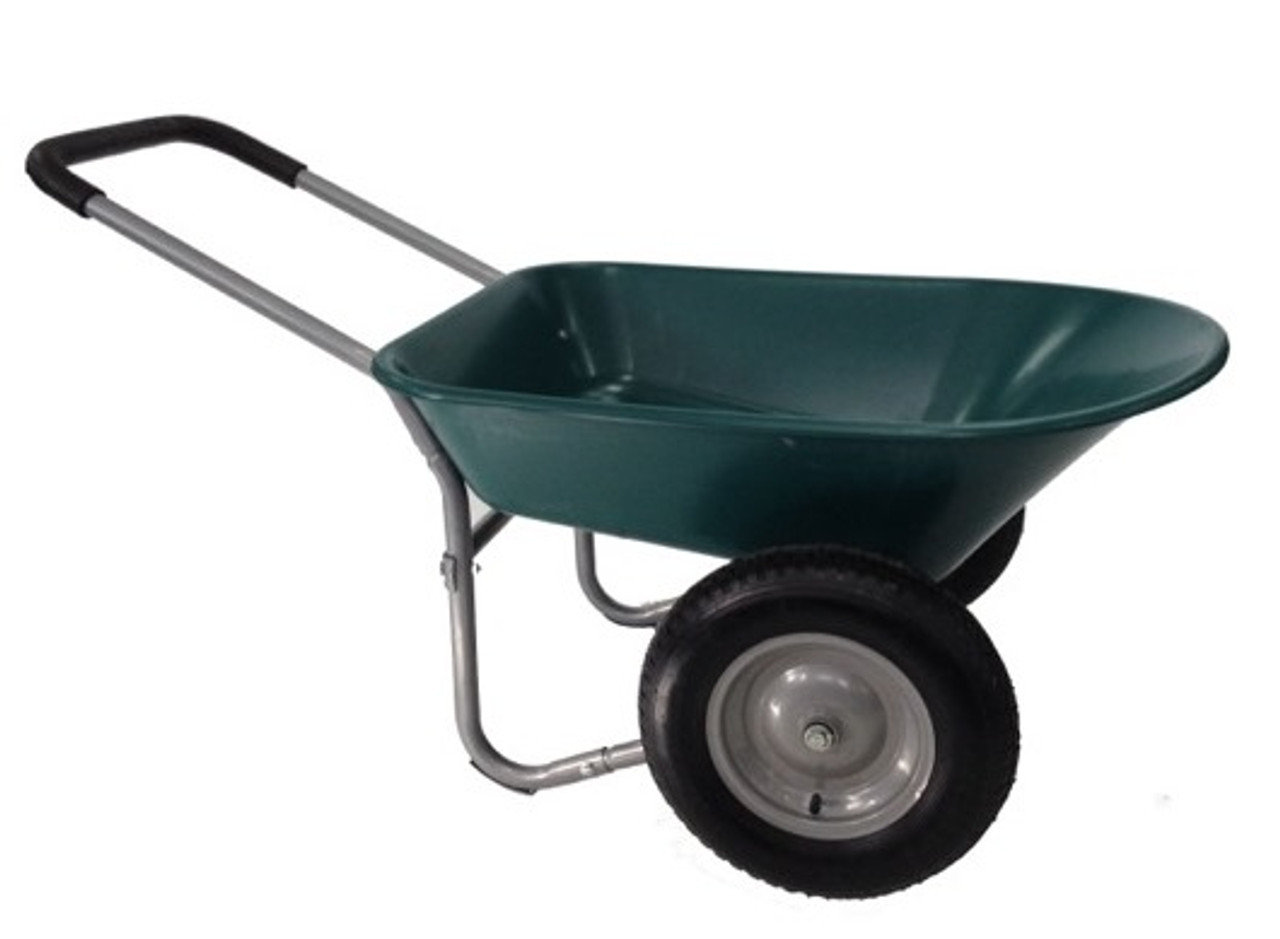 Two Wheel Plastic Green Wheelbarrow 75 Ltr 120kg