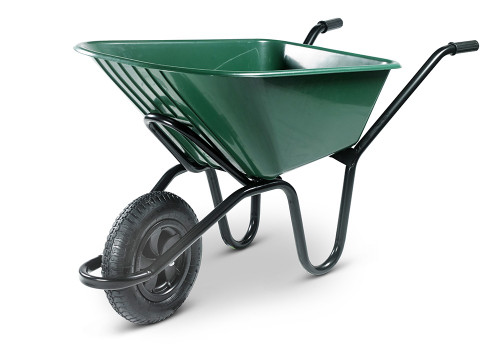 Ex-display - Super Mucker 120 Ltr / 150 Kg Wheelbarrow Puncture Proof- Green Plastic