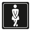 Ladies Toilet Symbolic Sign - White Printed on Black ACP (150 x 150mm)
