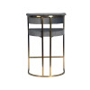 Dee Bar Stool Original Steel Gold Spray Upholstered - Grey