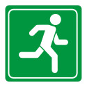 Green Man Running Symbolic Sign - Printed on White ACP (150 x 150mm)