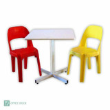 Square Canteen Table in White Melamine and Steel