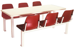 Canteen Table Six Seater Rectangle Poly Shell Set