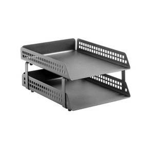 Square Punch Steel Letter Tray 2-Tier