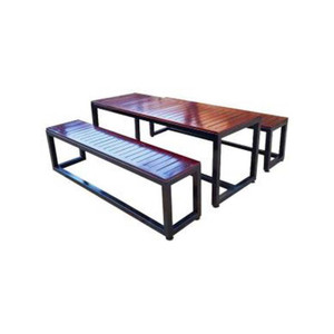 Saligna Wood Table with Steel Frame