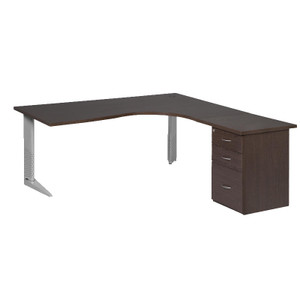 Cluster Desk with Steel Legs and Desk Height Pedestal