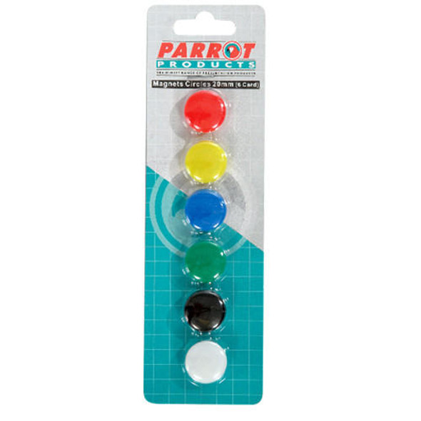 Parrot Products Circular Magnets 6 Per Card - Assorted - Size 20mm