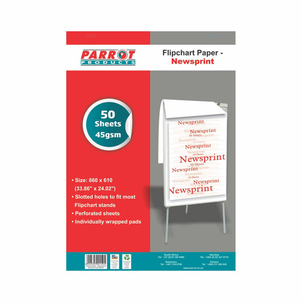 Parrot Products Flipchart Newsprint Paper 50 Sheets - 860610mm