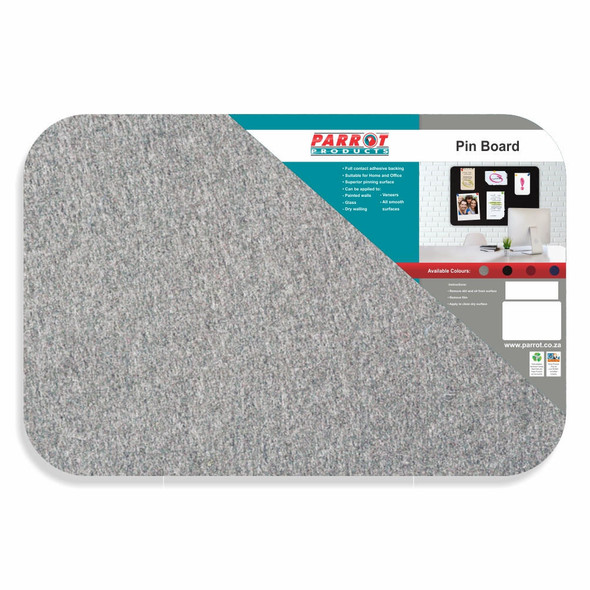 Parrot Products Adhesive Pin Board No Frame - 450300mm - Grey