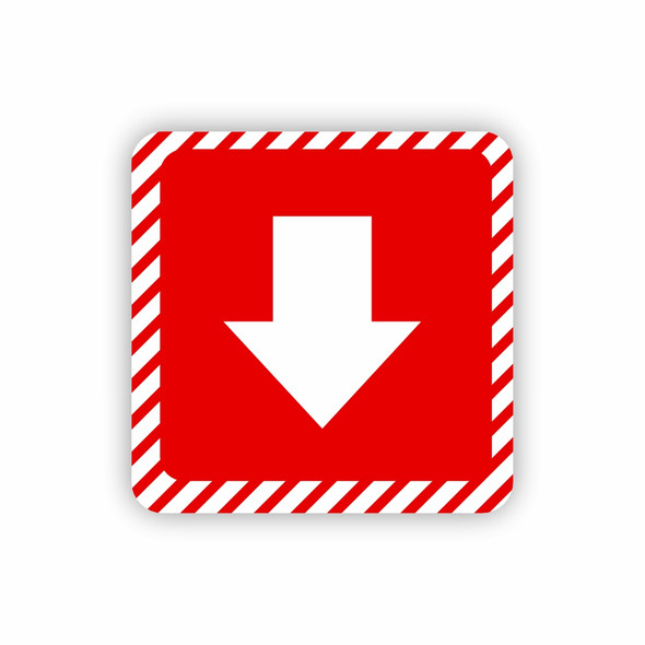 White Arrow with Red Symbolic Sign on White ACP (150 x 150mm)